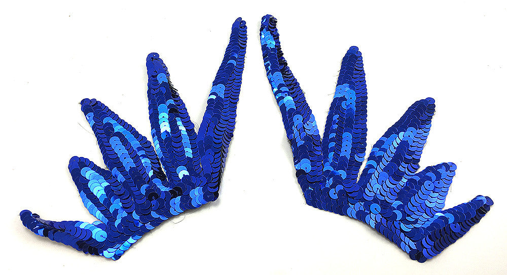 Design Motif Five Point Pair - Royal Blue Sequins 7" x 4.5"