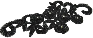 Flor con Cuentas Negras y Diamantes de Imitación 10" x 4.75"
