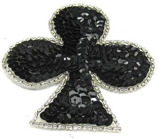 Club Card Symbol with Silver Beaded Trim 2.5"