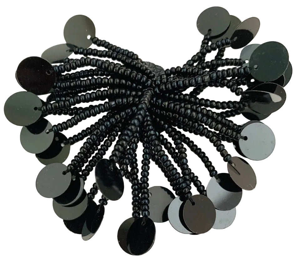 Set de charreteras - Negro - Flecos - Punta de lentejuelas o cuentas negras a elegir 2"x 2"