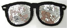 Load image into Gallery viewer, Sun Glasses with Silver Sequins and Black Beads 5&quot; x 2&quot;