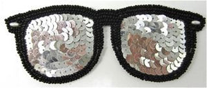 Sun Glasses with Silver Sequins and Black Beads 5" x 2"