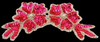 Flower with Flourescent Pink Sequins and Silver Beads 6" x 3"