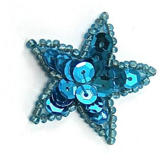 Estrella con Cuentas/Lentejuelas Turquesa 2.5 cm