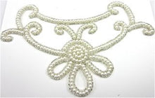 Load image into Gallery viewer, Designer Motif Pearl Neck Piece with Pearls and Silver Beaded Trim 8.5&quot; x 6&quot;