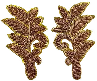 Leaf Pair, Bullion Gold Thread 2.5" x 3.5"