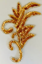 Load image into Gallery viewer, Leaf Pair with Two Different Gold Colors with Sequins and Beads, 7&quot; x 4&quot;