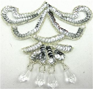 Design Motif with Iridescent Sequins with Dangling Jewels 5" x 4.5"