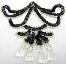 Load image into Gallery viewer, Designer Motif with Black Sequins with Dangling Jewels 5&quot; x 4&quot;