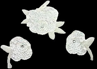 Flower Set of Three with White Sequins 6" x 3"