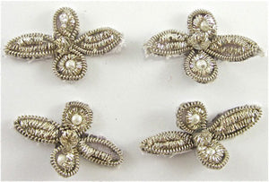 Bullion Set of Four Flowers with Pearls 1.25" X 1"