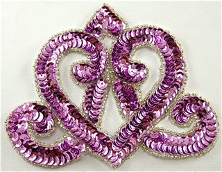 Designer Motif with lite Purple Sequins Crown Shaped 5" x 4"