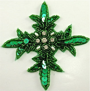 Motivo Verde Esmeralda con Diamantes de Imitación 4.5"