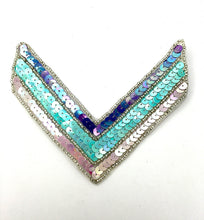 Load image into Gallery viewer, 10 PACK Chevron with Southwestern Color Sequins and Beads 5.25&quot; x 4.25&quot; - Sequinappliques.com