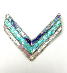 10 PACK Chevron with Southwestern Color Sequins and Beads 5.25" x 4.25" - Sequinappliques.com
