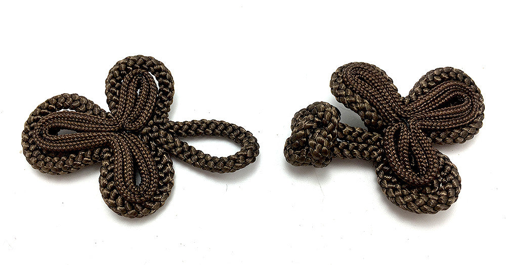Cierre de Nudo de Rana - Cuerda de Tela Suave - Marrón Espresso 3" x 1.5"