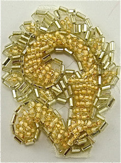 Designer Motif with Peach Beads and Silver Beaded Trim