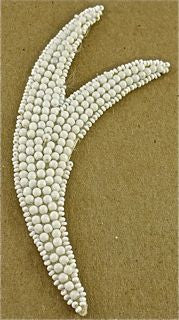Motivo de diseño Cola Blanca con Perlas Grandes 5" x 2"