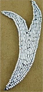 Design Motif White Beaded Tail on Teal Backing, Pair or Single 5" x 2"