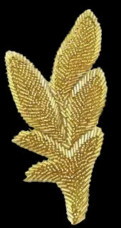 Leaf Appliqué - Gold Beaded 6" x 2.75”