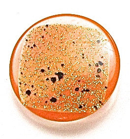 Button Glass Orange with Black and Gold Flecks 7/8"