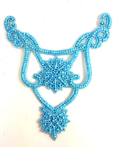 Designer Motif Neckline with Turquoise Beads 8" x 6"