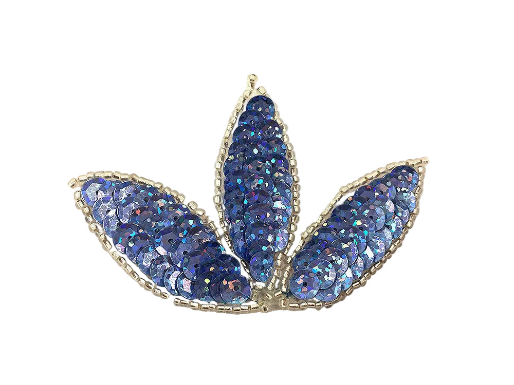 Elección de hoja con luz láser de foco o lentejuelas azul oscuro y cuentas plateadas de 3.25" x 2.25"