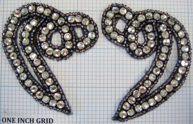 Designer Twist Pair - Gunmetal Beads - Rhinestones 3" x 2.5"