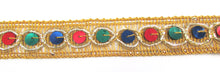 Load image into Gallery viewer, Trim with Multi-Colored Sequins and Bullion Thread 10 yard pkg 1&quot; Wide