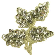 Leaf with Silver Beads and Sequins 4" x 5"
