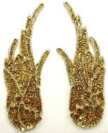 Flame Pair with Gold Sequins/Silver Beads 8.5" x 3"