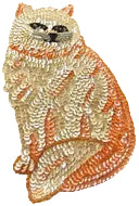 Gato con lentejuelas y cuentas naranjas y beiges de 19 x 10,8 cm
