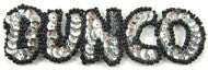 "Bunco" Silver Sequin with Black Beads 1" x 3.75"