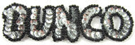 Bunco, the Word, Silver Sequin w/ Black Beads, 1" x 3.75"