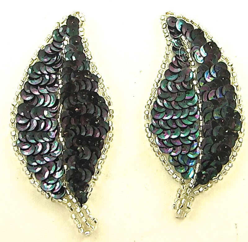 Par de hojas con lentejuelas y cuentas Moonlite 3.5" x 2"