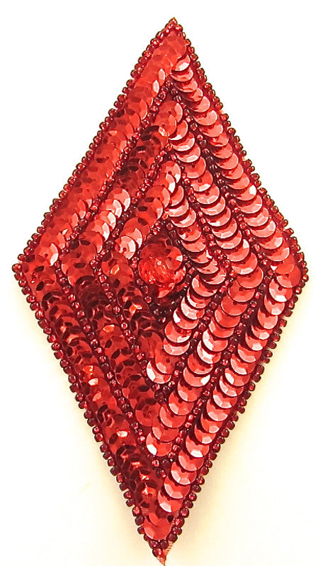 Choice of color Designer Motif Diamond Shaped Applique with Sequins and Beads 6" x 3"