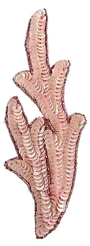 Leaf Single with Lite Pink Sequins and Dark Pink Beads 7" x 2.5"