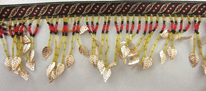 Trim Native American Theme with Feather Sequins and Multi-Colored Beads 3" wide 60"