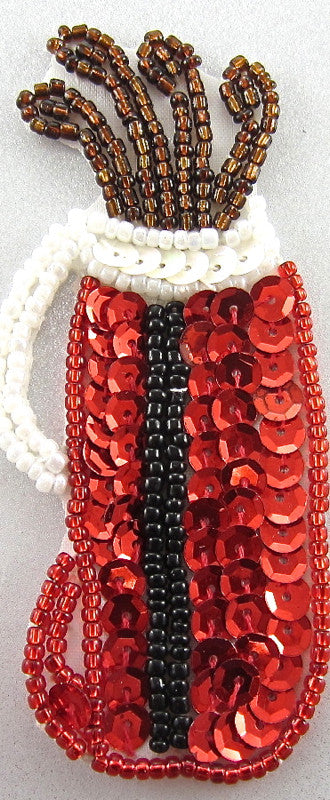 Bolsa de golf con lentejuelas y abalorios rojos, negros y bronce de 3,5" x 1,5"