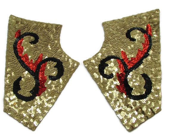 Designer Motif Pair Special Costume Bodice Piece Number 1 off Set 12" x 7"