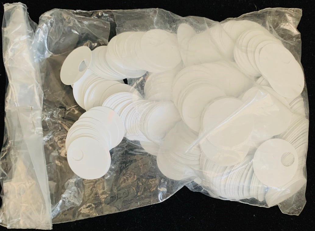 Pure White Sequins 15mm, Hole: 0.8mm