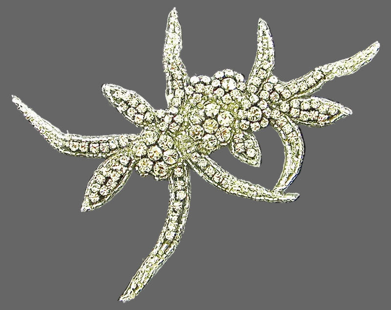 Designer Motif - Multiple Rhinestones -Silver Beads 6.5" x 4.5"