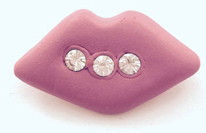 Button Pink with Three Rhinestones 1" x .5"