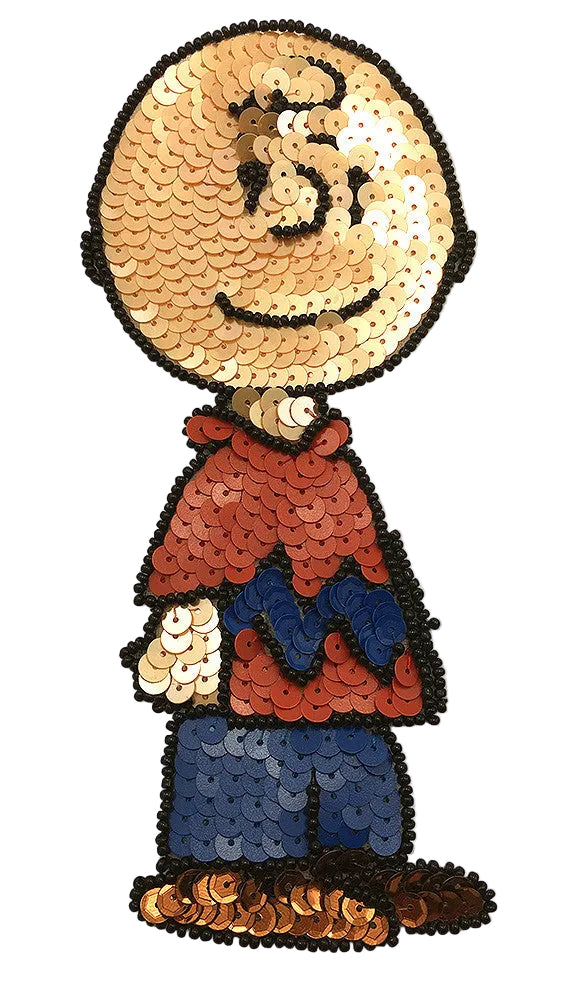 Niño de dibujos animados con lentejuelas y cuentas de 16,5 cm x 7 cm