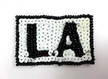 Load image into Gallery viewer, L.A. Los Angeles with Black and White Sequins and Beads 2.25&quot; x 1.5&quot;