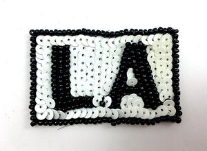L.A. Los Angeles with Black and White Sequins and Beads 2.25" x 1.5"