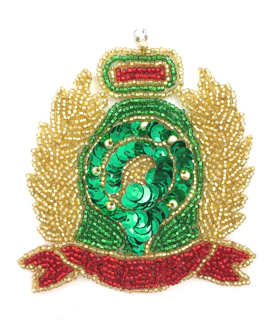 Crest Motif with Multi-Colored Beads 3.5" x 4"
