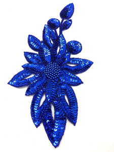 Designer Motif Flower with Choice of Blue or Red Sequins and Beads 11.5" x 6.5"