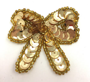 Bow with Gold Sequins and Beads 1.75" x 1.5"