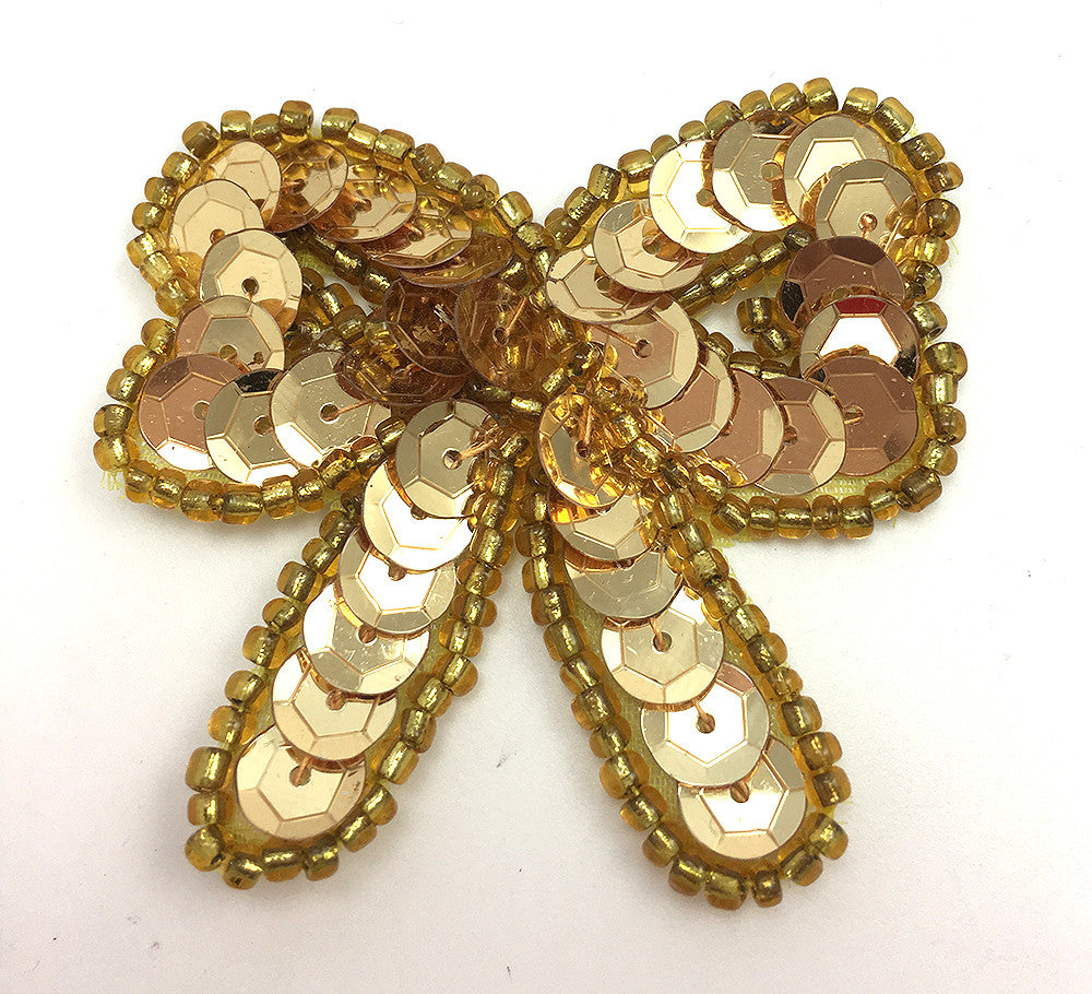 Bow with Gold Sequins and Beads 1.75